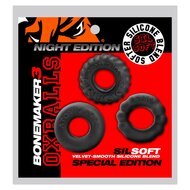 Oxballs - Bonemaker Cockring Set - Night Edition - Siliconen/TPR - Zwart