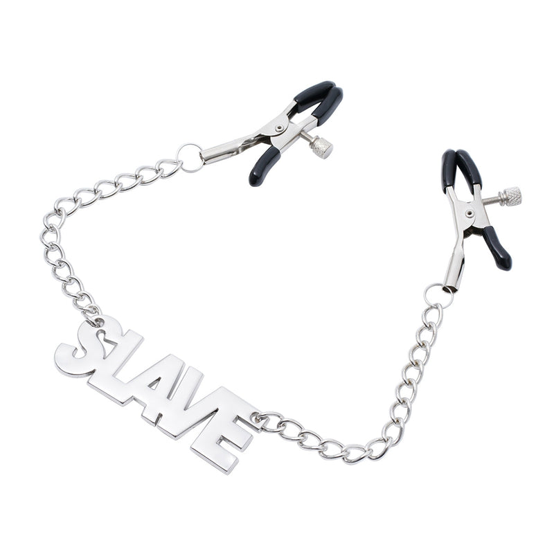 Smart Moves - Tepelklemmen met hanger in de vorm van het woord SLAVE-Erotiekvoordeel.nl