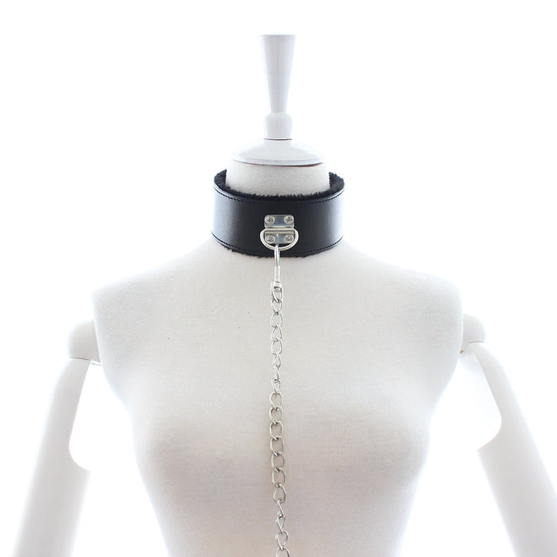 Smart Moves - Bont Gevoerde Collar met Leiband - Zwart-Erotiekvoordeel.nl