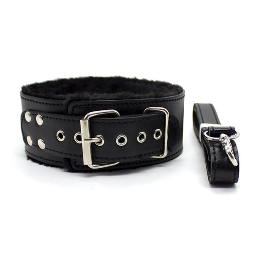Smart Moves - Bont Gevoerde Collar met Leiband - Zwart-Erotiekvoordeel.nl