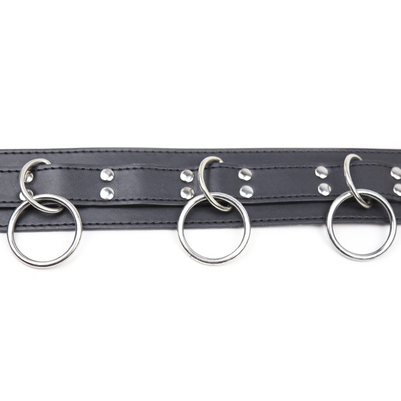 Smart Moves - Collar met Drie Ringen - Inclusief Leiband - Zwart-Erotiekvoordeel.nl