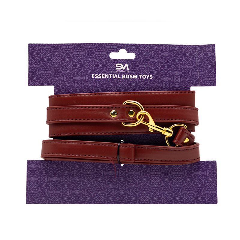Smart Moves - Collar met Leash - Donkerrood - Gouden Hardware-Erotiekvoordeel.nl