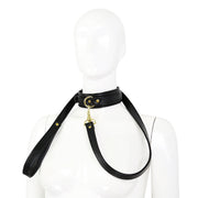 Smart Moves - Collar met Leiband - Goudkleurig Metalen Hardware - Zwart-Erotiekvoordeel.nl