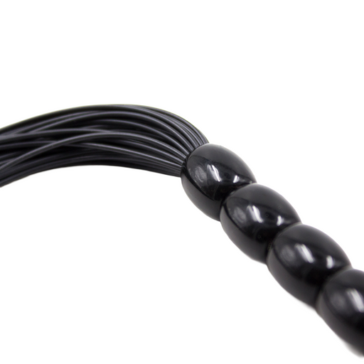Smart Moves - Mini Flogger - Siliconen Strengen - Kralen Handvat - 21 cm - Zwart-Erotiekvoordeel.nl