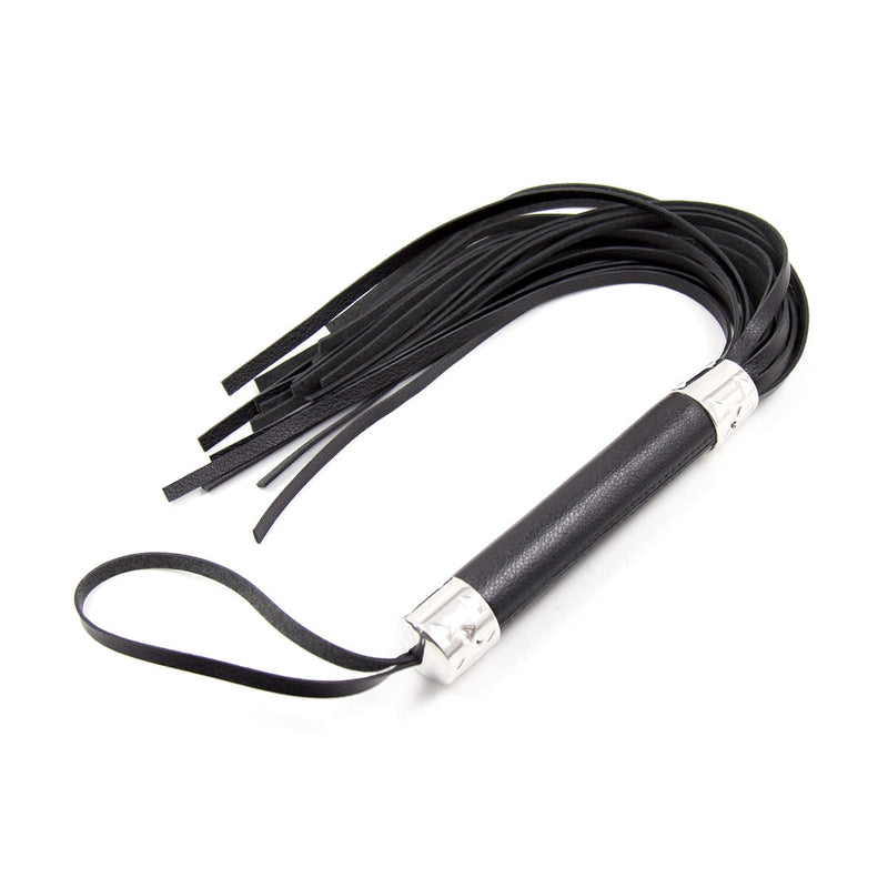 Smart Moves - Flogger - Glad Handvat - 50 cm - Zwart/Zilver-Erotiekvoordeel.nl