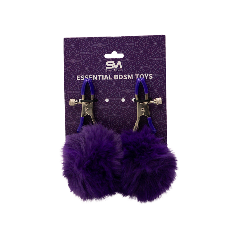 Smart Moves - Tepelklemmen met Fluffy Pompoms - Paars-Erotiekvoordeel.nl