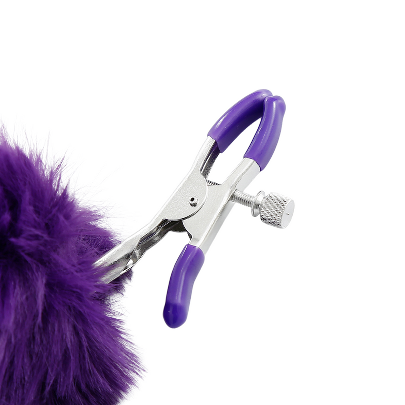 Smart Moves - Tepelklemmen met Fluffy Pompoms - Paars-Erotiekvoordeel.nl