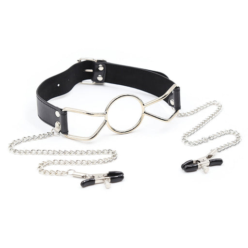 Smart Moves - Ring Gag met Tepelklemmen-Erotiekvoordeel.nl