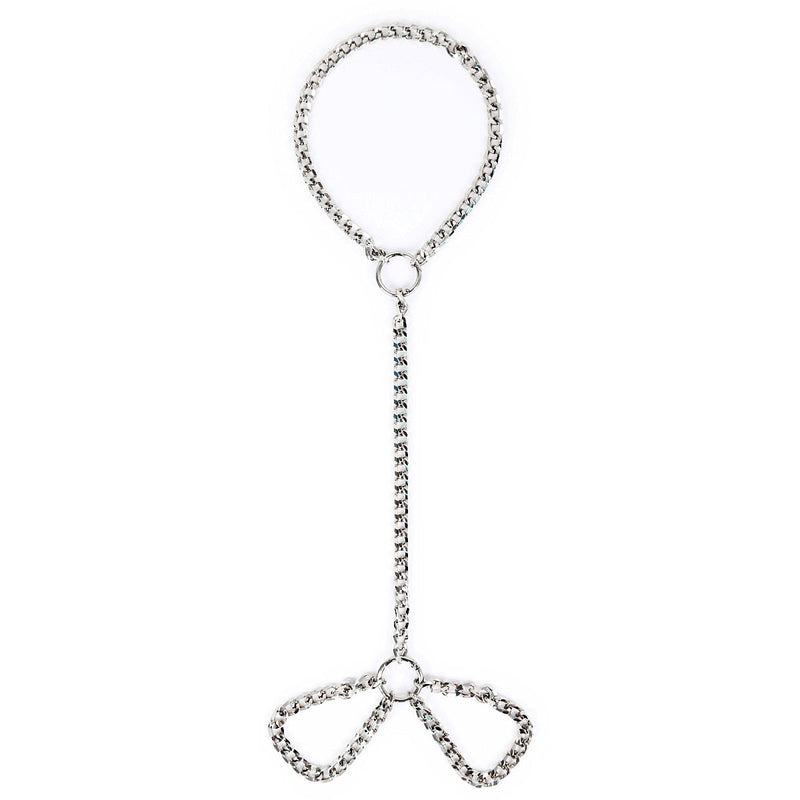 Smart Moves - Ketting Collar met Verbonden Handboeien - Zilver-Erotiekvoordeel.nl