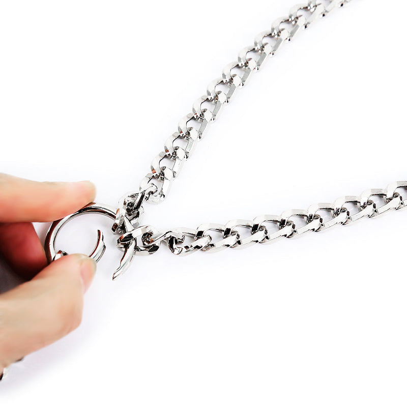 Smart Moves - Ketting Collar met Verbonden Handboeien - Zilver-Erotiekvoordeel.nl