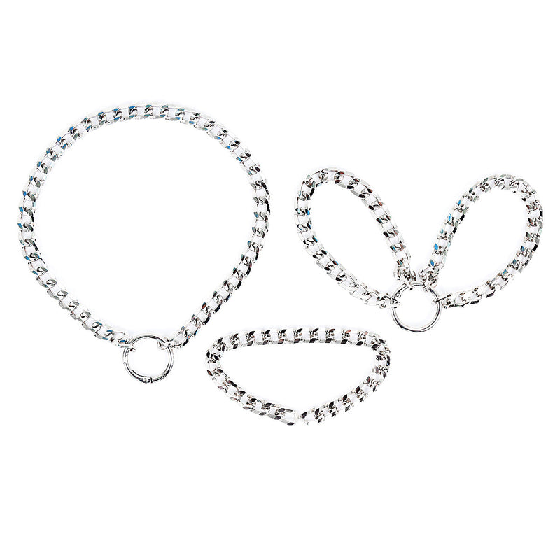 Smart Moves - Ketting Collar met Verbonden Handboeien - Zilver-Erotiekvoordeel.nl