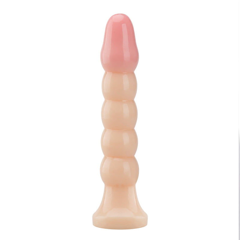 Being Fetish - PVC Anaal Plug met Ribbels - 14,5 cm - Lichte Huidskleur-Erotiekvoordeel.nl