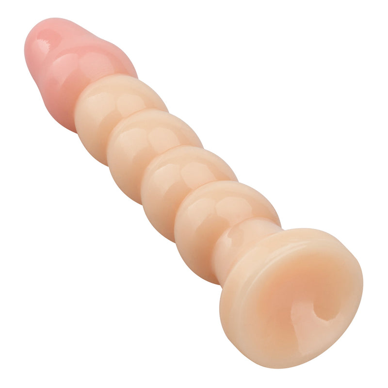 Being Fetish - PVC Anaal Plug met Ribbels - 14,5 cm - Lichte Huidskleur-Erotiekvoordeel.nl