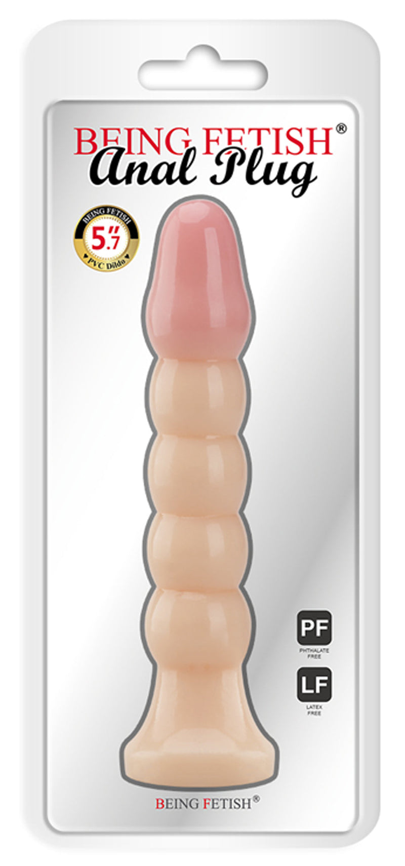 Being Fetish - PVC Anaal Plug met Ribbels - 14,5 cm - Lichte Huidskleur-Erotiekvoordeel.nl