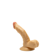 Deep Desire - PVC Dildo met Scrotum en Zuignap - 16,5 cm - Lichte Huidskleur-Erotiekvoordeel.nl