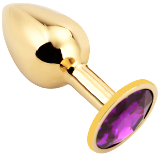 PLGZ - Rosebud Metalen Buttplug - Goud - Paarse Siersteen - Maat L-Erotiekvoordeel.nl