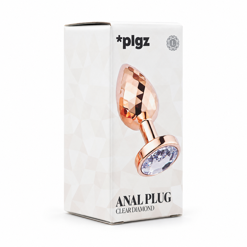 PLGZ - Diamond Facets Anaal Plug - Rosé Goud met Transparante Siersteen