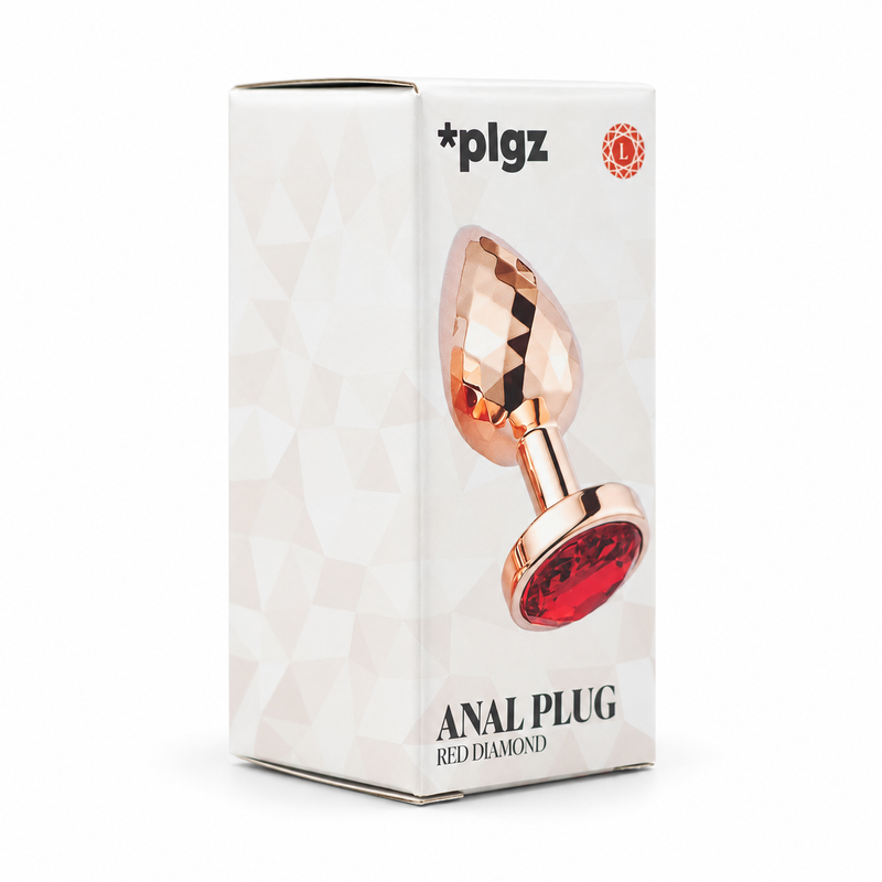PLGZ - Diamond Facets Anaal Plug - Rosé Goud met Rode Siersteen