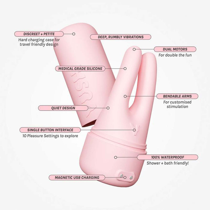 Vush - Pop Swish Dual Tip Vibrator - Met Opbergkoker - Lichtroze