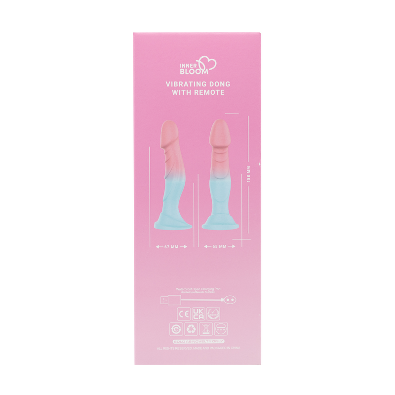 Inner Bloom - Vibrerende Dildo met Afstandsbediening - Roze/Lichtblauw-Erotiekvoordeel.nl