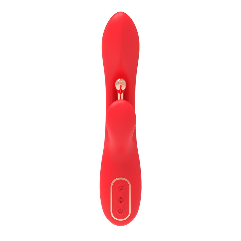 Inner Bloom - Rabbit Vibrator met Klop Functie en Clitoris Balletje - Rood-Erotiekvoordeel.nl