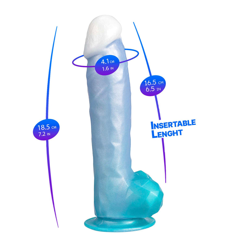 SILEXD - Angel Dildo - Vloeibare Silicone Dildo - 18.5 x 4.1 cm - Blauw/Wit/Turquoise-Erotiekvoordeel.nl