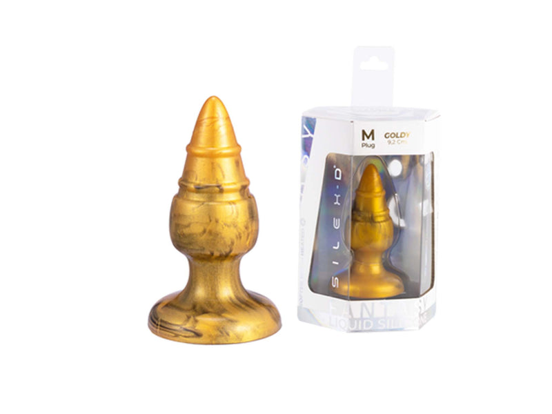 SILEXD - Goldy - Thermoreactieve Siliconen Buttplug - 9.2 cm x 3.6 cm - Goud-Erotiekvoordeel.nl