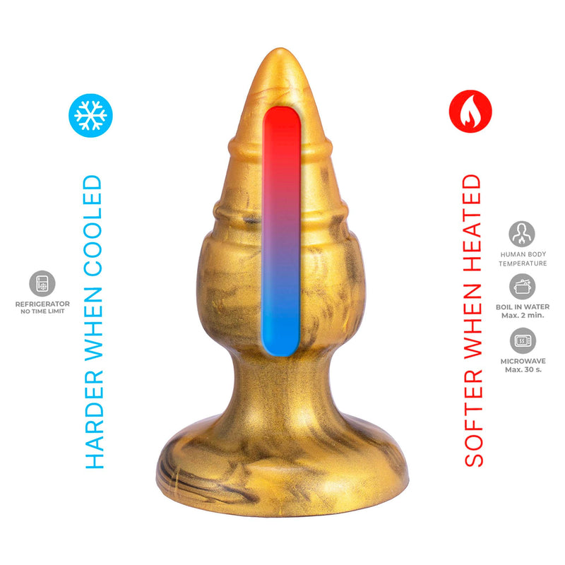 SILEXD - Goldy - Thermoreactieve Siliconen Buttplug - 9.2 cm x 3.6 cm - Goud-Erotiekvoordeel.nl
