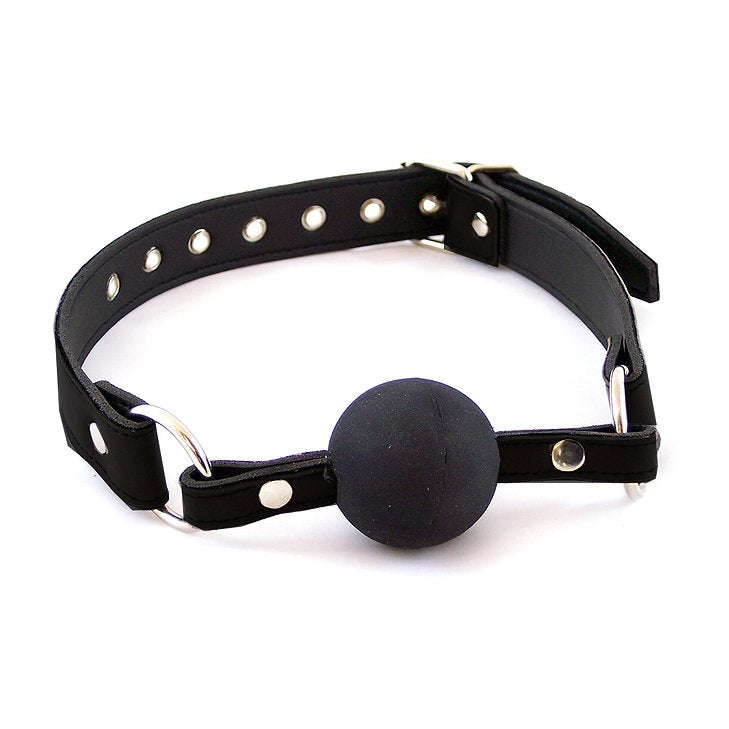 Rouge - Lederen Ball Gag - Zwart-Erotiekvoordeel.nl