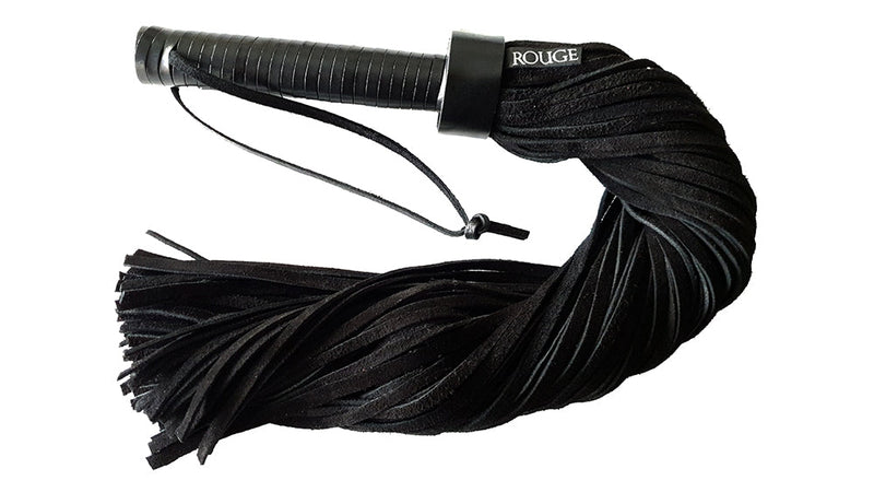 Rouge - Lange Suede Flogger - Zwart-Erotiekvoordeel.nl
