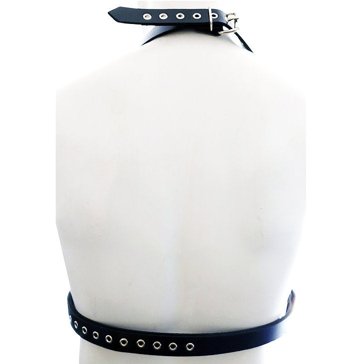 Rouge - Lederen Open BH met Studs - One Size - Zwart-Erotiekvoordeel.nl