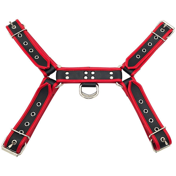 Rouge - Lederen Borstharnas voor Heren - Maat L/XL - Zwart/Rood-Erotiekvoordeel.nl