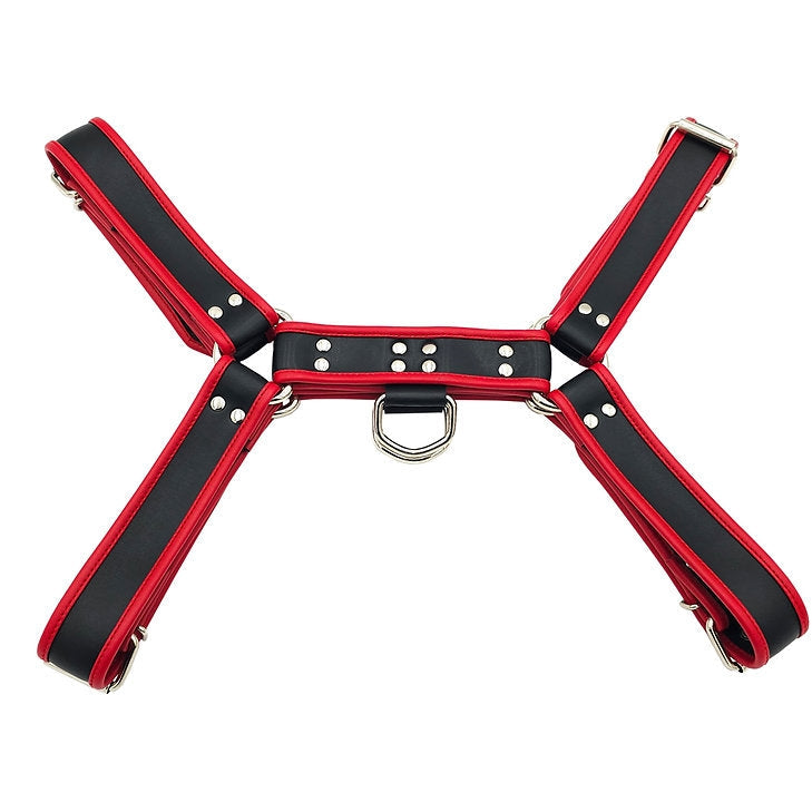 Rouge - Lederen Borstharnas voor Heren - Maat L/XL - Zwart/Rood-Erotiekvoordeel.nl
