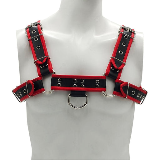 Rouge - Lederen Borstharnas voor Heren - Maat L/XL - Zwart/Rood-Erotiekvoordeel.nl
