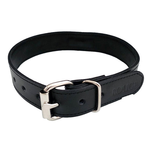 Rouge - Smalle Lederen Collar met Studs en Verwijderbare O-Ring - Zwart-Erotiekvoordeel.nl