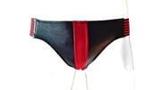 Rouge - Lederen Jockstrap met Stripes - Zwart/Rood-Erotiekvoordeel.nl