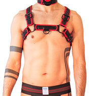 Brutus Vegan Puppy Harnas - Zwart/Rood - Maat S/M