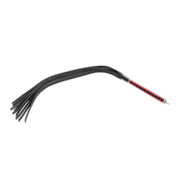 RISE - Lange Flogger met Harde Lederen Strengen - Zwart/Rood
