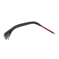 RISE - Lange Flogger met Harde Lederen Strengen - Zwart/Rood