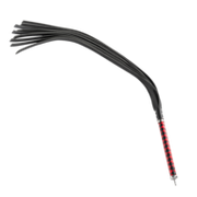 RISE - Lange Flogger met Harde Lederen Strengen - Zwart/Rood