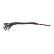 RISE - Lange Flogger met Harde Lederen Strengen - Zwart/Rood