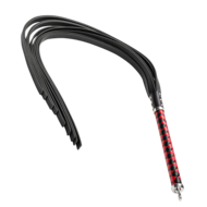 RISE - Lange Flogger met Harde Lederen Strengen - Zwart/Rood