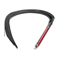 RISE - Lange Flogger met Zachte Strengen - Zwart/Rood