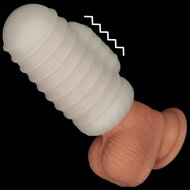 LoveToy - Knights Ring - Vibrerende Dual Purpose Sleeve - Golvend - Wit