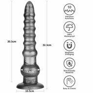 Lovetoy - Vibrax Slider - Lange Vibrerende Anaal Dildo - 32 cm - Zilver
