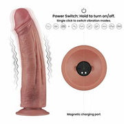 LoveToy - Power Cock - 26.5 cm - Vibrerende Dildo - Dual Density - Lichte Huidskleur