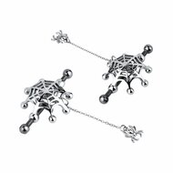 Kiotos - Spiderweb met hangende Spin - Tepelklemmen met ketting