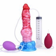 Kiotos Monstar - Big Squirt Cock - Opblaasbare Spuitende Dildo - Rood/Roze/Blauw