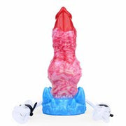 Kiotos Monstar - Blow Cum Cock - Opblaasbare Spuitende Dildo - Rood/Roze/Blauw