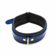 Kiotos Leather - Collar Leder - Blauw/Zwart - Gouden Hardware